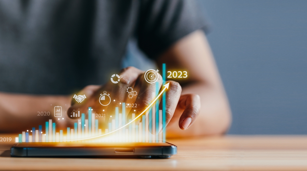 2023,Planning,Invest,Indicators,Long-term.,Businessman,Analyzes,Profitability,Of,Working